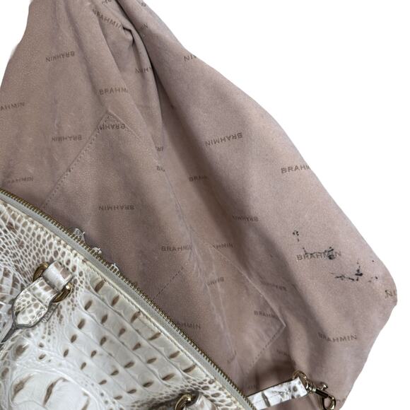 Brahmin Duxbury Satchel Shoulder Bag Beige White Melbourne Croc Embossed Purse‎ - Picture 16 of 16